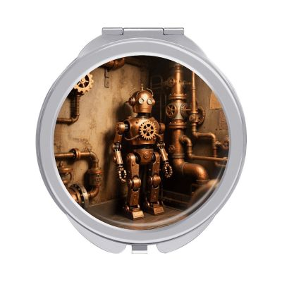 RTFGHJS Robot in The Corner Compact Mirror Pocket Mirror 1x/2x Magnifying Small Mini Cute Travel Makeup Mirrors for Women Purse Holiday Pocket Mirrors for Purse Gifts Women