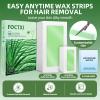 FOCTXI 100 PCS Wax Strips Hair Removal Kit (40 Facial & 60 Body) + 5 Calming Wipes - At Home Waxing Kit for Face, Eyebrow, Bikini & Legs, Sensitive Skin Friendly for Men & Women view 4