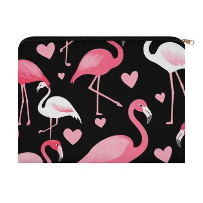 Meaudiwes Fashion Zipper Cosmetic Case, Portable Makeup Case, Personality Toiletry Bag, Travel Cosmetic Toiletry Bag Pink Love Heart Flamingo