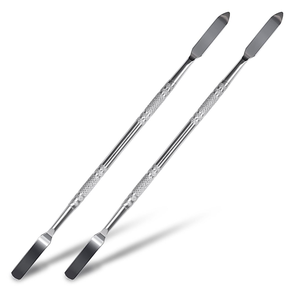 KAZIPOP Stainless Steel Makeup Spatula Mixer Artist Tool for Salon Color Cream Mixing Pigment Blending Spatula Tool for Nail Art Eye Shadow Eyelash Makeup Foundation Spatulas (2)