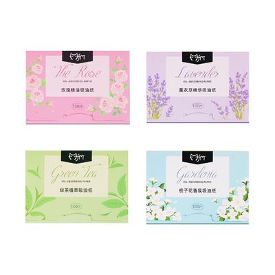 400 Oil Blotting Sheets for Face, 4 Scents Oil Absorbing Tissues, Makeup-Friendly Portable Skincare (10x7cm)