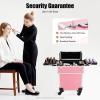 GSHIOIO Rolling Makeup Train Case Aluminum Makeup Case Trolley Organized Travel Beauty Luggage Trolley with Keys Swivel Wheels Salon Barber Case for Hairstylist Makeup Nail Tech Salon (Pink) view 4