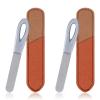 2Pcs Metal Nail File with Case, Stainless Steel Double Sided Keychain Travel Nail File Diamond Round Fine Grit Small Nail Files with Brown Leather Cases for Women Men (Silver) view 1