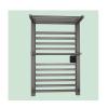 Wall-Mounted Aluminum Towel Warmer Rack with Top Shelf - Heated Towel Drying Rack for Bathroom Spa and Hotel Use - Gray Color Left Wire Design view 1