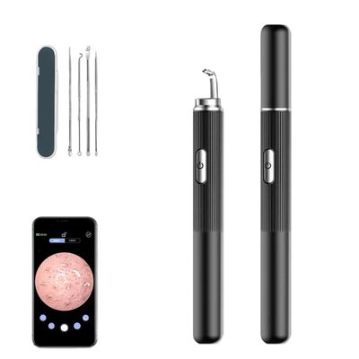 Visual Blackhead Remover with 50x Camera for Phone, Manual Pimple Popper Tool with LED Light, USB C Rechargeable Comedone Extractor for Face and Nose (Black)