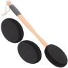 Ciieeo Wood Handle Eva Back Lotion Applicator Brush Set with 3 Replaceable Heads, Black Textured Eva Bath Scrubber for Shower and Body Cream Application view 1