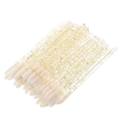 NOLITOY 100 Pcs Disposable Crystal Lip Gloss Wands Lipstick Applicator Brushes with Silicone Tips for Professional Makeup and Lip Balm Application