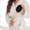 CLISPEED Black Oval Eva Cream Applicator Set with Wooden Handle, 3 Replacement Brush Heads for Back Lotion Application and Bath Exfoliating Scrub, Portable Body Lotion and Back Scrubber view 4