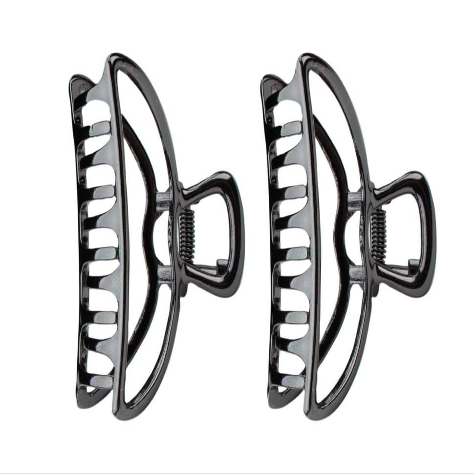 Body Basics Assorted Claw Clips, Open Shape Clow Clip, Metal Rhinestone Bobby Pins Set, (Open Shape Claw Clip, 2 Pc)