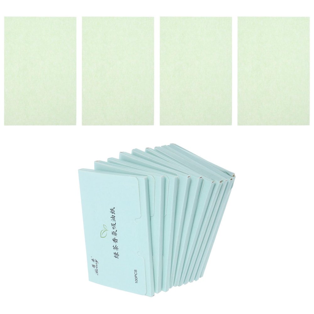 SKISUNO 1000pcs Oil Absorbing Facial Tissues Green Tea Scented Blotting Papers for Oily Skin Makeup Touch-up Skincare Oil Control Face Sheets for Home and Travel