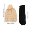 SOIMISS Long Curly Wig Hat Set 2pcs Detachable Wavy Hair Wig with Beige Knit Cap Women Hair Accessories for Daily Wear and Chemo Headwear view 2