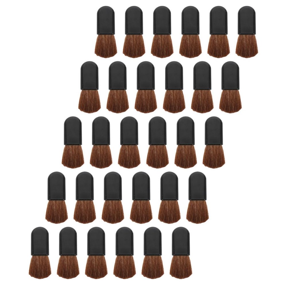 HOMSFOU 30pcs Oval Black Handle Makeup Brushes Set with Premium Horsehair Blush and Foundation Brushes for Travel and Professional Cosmetic Application