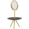 TOYANDONA Rotatable European Style Vanity Mirror with Jewelry Holder Tray Gold Round Makeup Mirror for Bedroom Tabletop and Dressing Table Use view 1