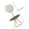 TOYANDONA Rotatable European Style Vanity Mirror with Jewelry Holder Tray Gold Round Makeup Mirror for Bedroom Tabletop and Dressing Table Use view 2