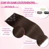 POGINJA Clip in Hair Extensions Real Human Hair, Remy Human Hair Extensions Clip ins for Women, 100% Natural Human Hair, Double Weftm, 16inch 90g 8Pcs, #4 Chocolate Brown view 3