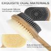 EaTubano Back Scrubber for Shower - Double-Sided Silicone and Super-Dense Bristles for Deep Cleaning & Exfoliation, Bamboo Long Handle with Wider Anti-Slip Grip, Rich Foam, Durable (Grey) view 3