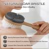 EaTubano Back Scrubber for Shower - Double-Sided Silicone and Super-Dense Bristles for Deep Cleaning & Exfoliation, Bamboo Long Handle with Wider Anti-Slip Grip, Rich Foam, Durable (Grey) view 4