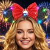 Unicra Light Up Headband Mouse Ears Headbands Tiaras Sequins Bow Hair Accessories for Women (Black Red Sequins) view 1