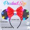 Unicra Light Up Headband Mouse Ears Headbands Tiaras Sequins Bow Hair Accessories for Women (Black Red Sequins) view 2