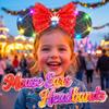 Unicra Light Up Headband Mouse Ears Headbands Tiaras Sequins Bow Hair Accessories for Women (Black Red Sequins) view 3