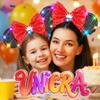 Unicra Light Up Headband Mouse Ears Headbands Tiaras Sequins Bow Hair Accessories for Women (Black Red Sequins) view 4
