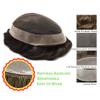 Hair Wonders Human Hair for Men's Lace Toupee Clear Poly Mens Toupee Human Hair Protesis Capilar para Hombre7X9-100% light to medium density#220 2# DARKEST BROWN+20% GREY view 3