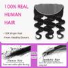 HEREAL 13x6 Lace Frontal Human Hair 16 Inch Body Wave 12A Grade Brazilian Virgin Human Hair Frontal HD Lace Pre 150% Density Natural Black Color view 2