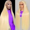 OUAYESI 28 Inch 613 Lace Front Wig Human Hair 13X6 Blonde Wig Human Hair Straight HD Transparent Lace Frontal Wigs Pre Plucked with Baby Hair 200% Density Glueless Wig For Women view 1