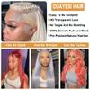 OUAYESI 28 Inch 613 Lace Front Wig Human Hair 13X6 Blonde Wig Human Hair Straight HD Transparent Lace Frontal Wigs Pre Plucked with Baby Hair 200% Density Glueless Wig For Women view 3