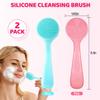 2PCS Silicone Manual Facial Cleansing Brush,Skin Friendly Face Scrub Brush,Soft Face Brushes for Cleansing, Waterproof Exfoliating Facial Brushes for Blackheads Makeup Residues Removal (Blue & Pink) view 2