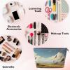 FodPand Pu Leather Cosmetic Bags Large Capacity Zipper Storage Case The Wind Blows Feathers Makeup Organizer Pouch Portable Travel Toiletry Bags For Women view 2