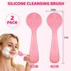 2PCS Silicone Manual Facial Cleansing Brush,Skin Friendly Face Scrub Brush,Soft Face Brushes for Cleansing, Waterproof Exfoliating Facial Brushes for Blackheads Makeup Residues Removal (Pink x2) view 2