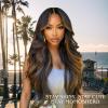 MOMOSHERO Brown Highlight Body Wave Bundles Human Hair, 12A Soft and Glossy Black and Brown Blonde Balayage Ombre 100% Remy Hair Single Bundle Piano Color Dark Root 18 Inch Sew in view 2