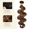 MOMOSHERO Brown Highlight Body Wave Bundles Human Hair, 12A Soft and Glossy Black and Brown Blonde Balayage Ombre 100% Remy Hair Single Bundle Piano Color Dark Root 18 Inch Sew in view 3