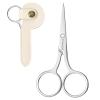Qianyu 2 Pcs Nose Hair Scissor Eyebrow Scissors Fine Straight Tip Beauty Grooming Scissors with sleeve for Trimming Facial Hair Mustache Beard Removal Men Women, Stainless Steel view 1