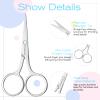 Qianyu 2 Pcs Nose Hair Scissor Eyebrow Scissors Fine Straight Tip Beauty Grooming Scissors with sleeve for Trimming Facial Hair Mustache Beard Removal Men Women, Stainless Steel view 3