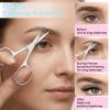 Qianyu 2 Pcs Nose Hair Scissor Eyebrow Scissors Fine Straight Tip Beauty Grooming Scissors with sleeve for Trimming Facial Hair Mustache Beard Removal Men Women, Stainless Steel view 4