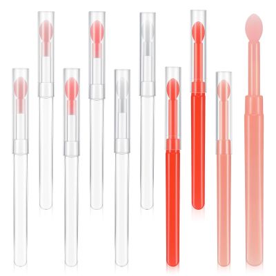 10PCS Silicone Lip Applicator with Caps,Lip Mask Applicator Reusable Lips Spatula for Makeup Applying Balm Lipstick Lips Gloss, Eyeshadow Brush for Applying Mask Oil