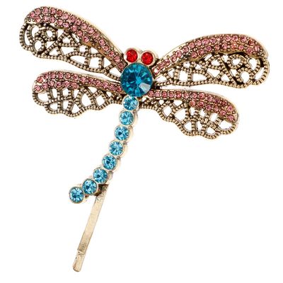 MAGICLULU Rhinestone Dragonfly Barrette Alloy Hair Clip Sparkly Hairpin for Women Fashion Hair Accessories