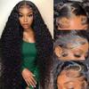 AKUZO 32inch 13x6 Deep Wave Lace Front Wigs Human Hair HD Transparent Lace Frontal Glueless Wigs Pre Plucked with Baby Hair 180% Density Wet and Wavy Curly Human Hair Wig Natural Color view 1