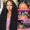 AKUZO 32inch 13x6 Deep Wave Lace Front Wigs Human Hair HD Transparent Lace Frontal Glueless Wigs Pre Plucked with Baby Hair 180% Density Wet and Wavy Curly Human Hair Wig Natural Color view 3