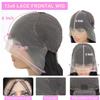 AKUZO 32inch 13x6 Deep Wave Lace Front Wigs Human Hair HD Transparent Lace Frontal Glueless Wigs Pre Plucked with Baby Hair 180% Density Wet and Wavy Curly Human Hair Wig Natural Color view 4