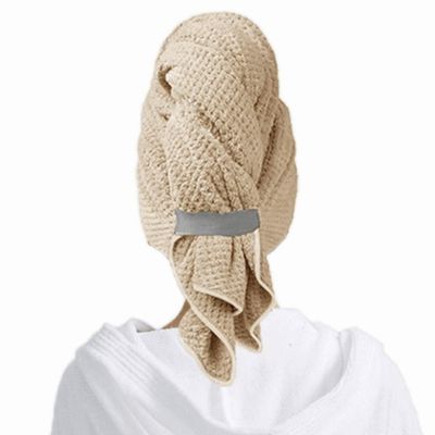 UsefulTools Ultra Absorbent Microfiber Hair Towel Soft with Elastic Band Extra Large Wrap Turban Coral Fleece Large Quickly Dry Hair Hat(Coffee)