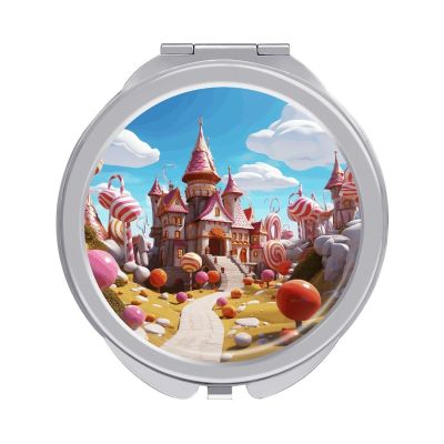 RLDOBOFE Travel Makeup Mirror, Compact, Candy Land Portable for Handbag, Purse, Pocket, Folding, Handheld,Women Gift