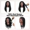 Mannequin Head with 100% Human Hair,TopDirect 16"Real Hair Cosmetology Mannequin Manikin Head Hair Styling Hairdressing Practice Training Doll Head with Clamp Holder and Tools (Black) view 2