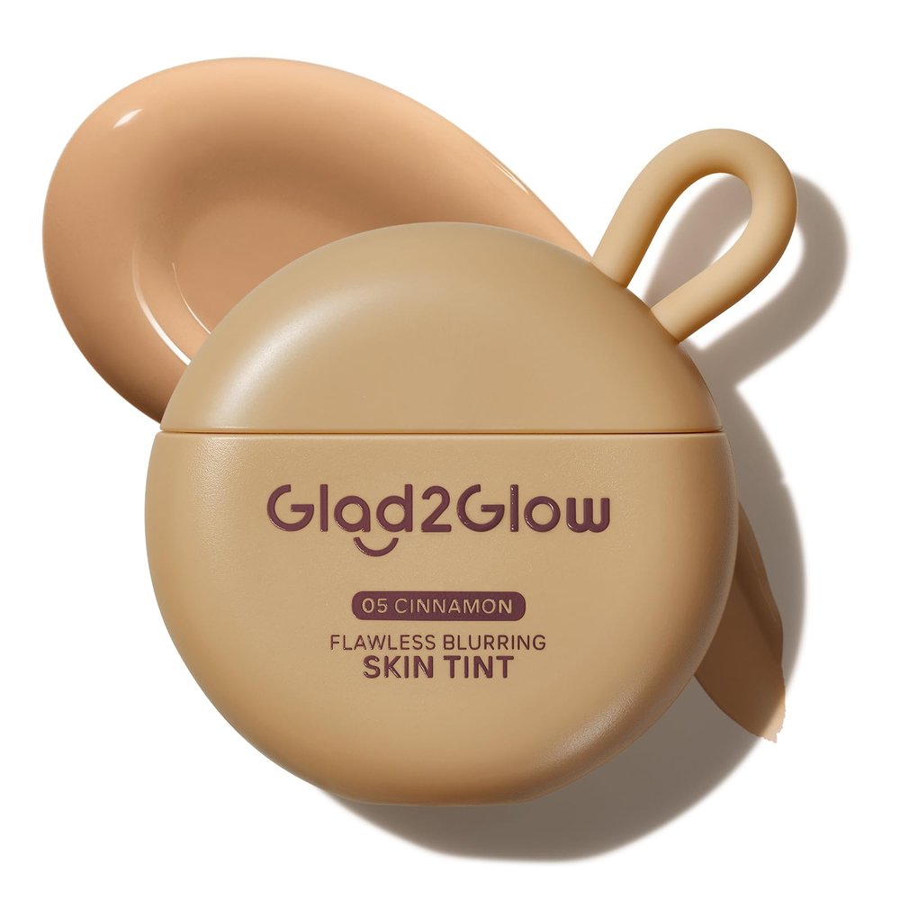 Glad2Glow Flawless Blurring Skin Tint, Buildable Medium Coverage, Squalane Hydrating, 12HR Oil Control Long Lasting, Lightweight Non-Cakey Makeup, Diverse Skin Tones (05 Cinnamon)