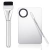 3 PCS Foundation Mixing Palette Set, Stainless Steel Make up Plate for Foundation, Make up Stick, Makeup Spatula, Reusable Makeup Mixing Palette for Facial Cosmetic view 1