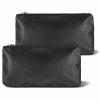 HJZHII 2Pcs Soft PU Leather Cosmetic Bag, Black Small Makeup Bag view 1
