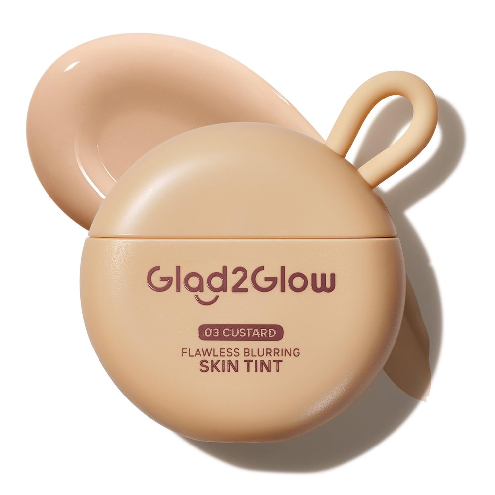 Glad2Glow Flawless Blurring Skin Tint, Buildable Medium Coverage, Squalane Hydrating, 12HR Oil Control Long Lasting, Lightweight Non-Cakey Makeup, Diverse Skin Tones (03 Custard)