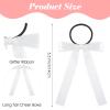 10 Pcs Long Tail Skinny Ponytail Holders, Long Tail Cheer Bows Elastic Band with Ponytail Holder Handmade Grosgrain Ribbon Hair Accessories for Cheerleading Teen Girls College Sports (White) view 2